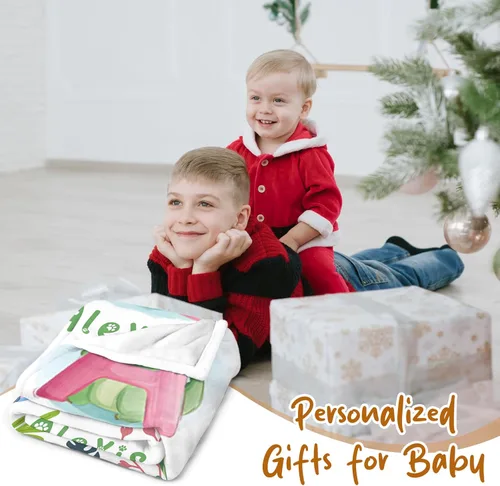 Miniatura 6 de Manta de bebé personalizada con nombre, manta de nombre personalizado para niños, mantas de franela suave en Pascua, regalos personalizados de bebé