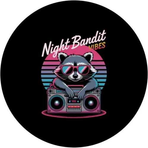Miniatura 3 de Raccoon Boombox Retro Night Bandit Vibes Aesthetic PopSockets Adhesive PopGrip