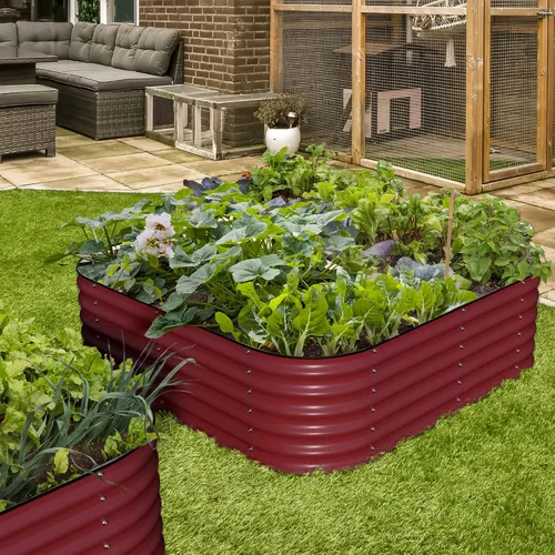 Miniatura 7 de Olle Camas de jardín elevadas galvanizadas para exteriores, 17 pulgadas de alto, 12 en 1, macetas elevadas para cultivar hierbas, verduras, flores