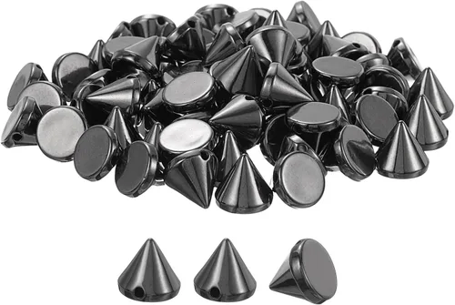 Miniatura 14 de uxcell 200 tachuelas acrílicas con forma de cono de espiga, 0.316 x 0.315 pulgadas, parte trasera plana, pegamento para coser en cuentas punk
