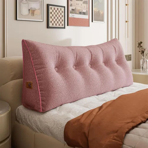 Miniatura 65 de Almohada de cabecera gruesa totalmente rellena individual XL, cabecero acolchado de dormitorio, soporte suave y firme, cojín grande triangular, Azul