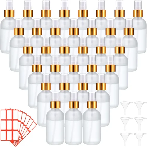 Miniatura 8 de Fumete 36 botellas de spray de vidrio de 4 onzas, botella de spray de vidrio de niebla fina, recipientes de líquido recargables con 6 etiquetas, 6