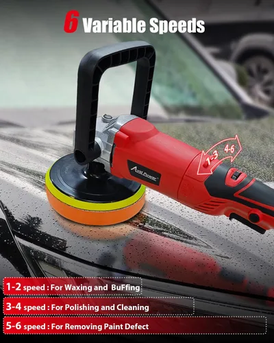 Miniatura 5 de AVID POWER Pulidora de Búfer para Automóvil, 1200W 7 Pulgadas/6 Pulgadas Pulidora Rotatoria Encerador, 6 Velocidades Variables 1600-3500 RPM, Mango