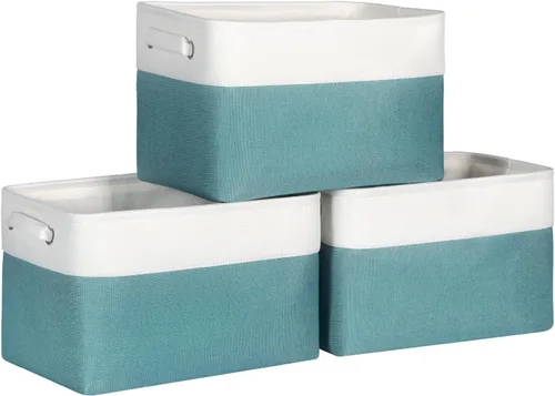 Miniatura 8 de Contenedores plegables de almacenamiento, canastas de tela plegables en forma de cubo con asas duraderas, organizadores de armario para organizar