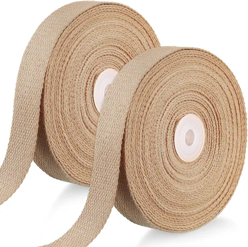 Miniatura 10 de 2 rollos/20 yardas, correas de algodón de 1 pulgada para decoración de manualidades, cinta de costura pesada, bolsas de envoltura para el hogar
