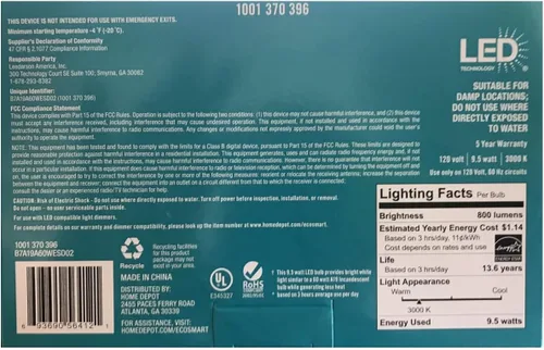 Miniatura 3 de EcoSmart - Bombilla LED Energy Star de 60 vatios equivalente a A19, regulable, color blanco brillante (paquete de 4)