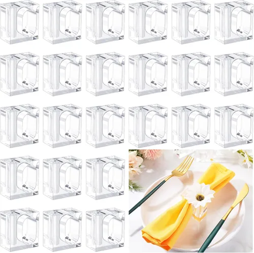 Miniatura 9 de Meanplan 12 servilleteros de flores de acrílico transparente, juego de floreros cuadrados a granel para bodas, decoración de mesa de banquetes