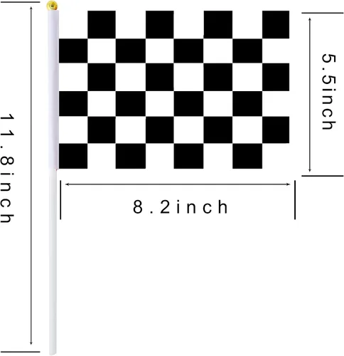 Miniatura 2 de Banderín de bandera a cuadros de carreras, paquete de 50, blanco y negro, decoraciones para fiestas de autos de carreras y eventos deportivos