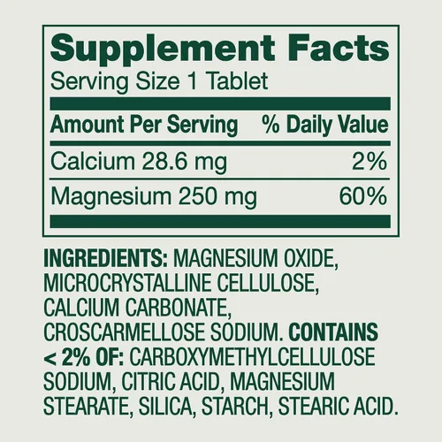 Miniatura 5 de Magnesio 250 mg- Comprimidos de salud muscular ósea 100 Ct (paquete de 1)