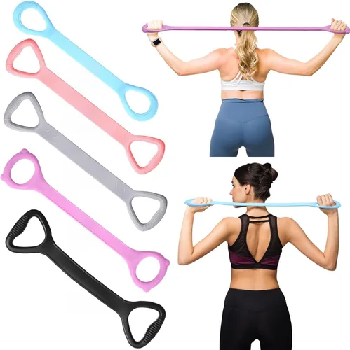 Soulchen Paquete de 5 bandas elásticas de resistencia para brazos, espalda, pecho y hombros, yoga, pilates, estiramiento, entrenamiento para mujeres