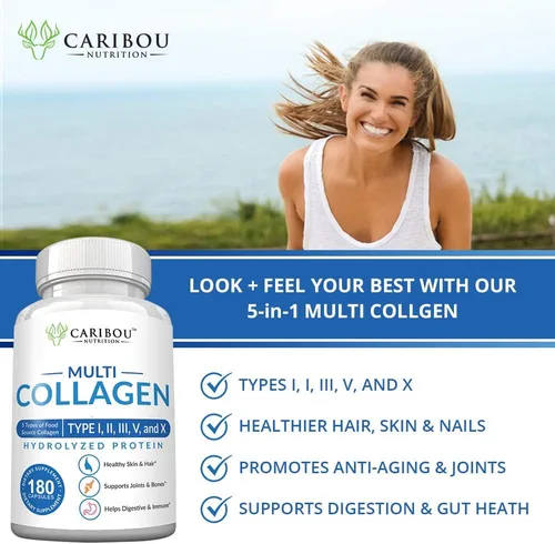 Miniatura 3 de Multi Collagen Pills - 180 pastillas de colágeno - Cápsulas de colágeno tipo I, II, III, V y X - Mezcla única de cápsulas de péptidos de colágeno