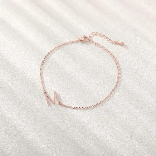 Miniatura 2 de LOYJOY - Pulseras con iniciales para mujer, pulsera con letras doradas, cadena dorada, pulsera con dije inicial de letras, joyería de moda chapada