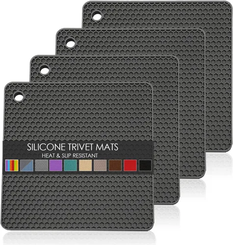 Miniatura 15 de Salvamanteles de silicona para platos calientes, soportes multiusos para ollas, 4 unidades, 2 tamaños de 7 pulgadas y 9 pulgadas, resistentes al 03