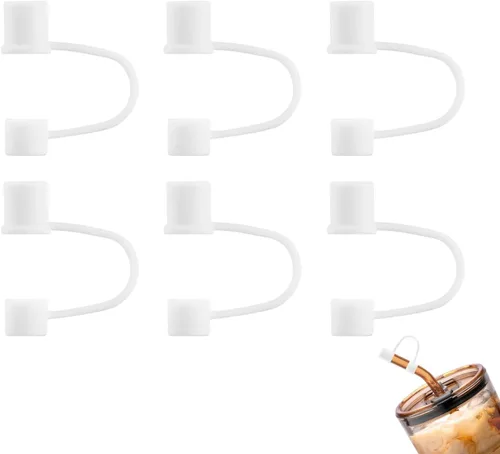 Miniatura 17 de Paquete de 6 Cubrepajitas, Adecuadas para Todas las Tazas con un Diámetro de Pajita de 0.31in/8mm, Tapas de Silicona a Prueba de Polvo