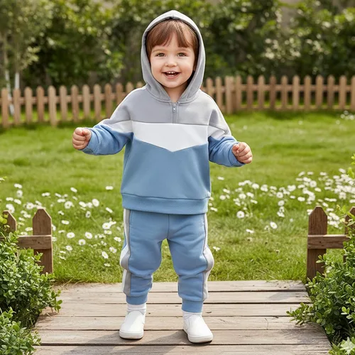 Miniatura 272 de Conjunto de ropa de otoño e invierno para bebé y niño, sudadera larga con capucha y pantalones para niños pequeños, 6, 12, 18, 24 meses, 2T