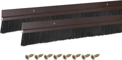 Miniatura 23 de uxcell 2 piezas cepillo de puerta barrido inferior forma H base de aleación de aluminio con cepillo de nailon de 0.4 pulgadas para hogar, industrial