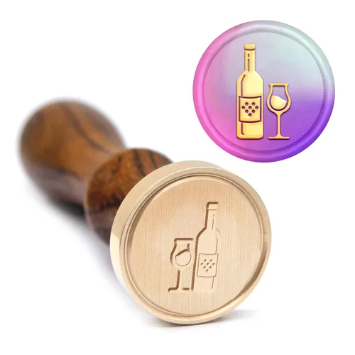 Miniatura 5 de MAYJOYDIY Sello de cera de sellado de botellas de vino tinto, sello de cera de copa de 0.984 in, sello de cera de latón extraíble, decoración