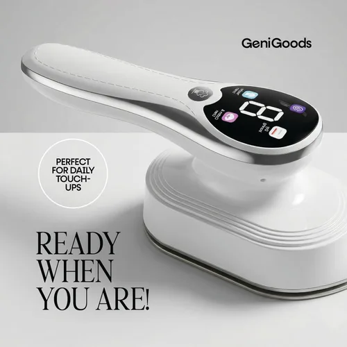 Miniatura 7 de Vaporizador y plancha de mano blanca 2 en 1, vaporizador de ropa portátil de calentamiento rápido de 10 segundos con pantalla LED, 4 modos