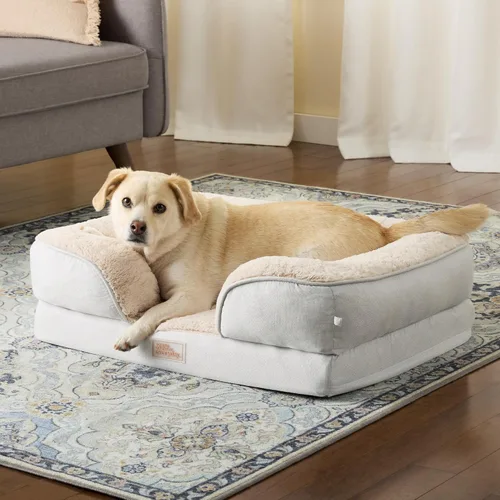 Miniatura 4 de Town & Country Everyday CuddleTown Cómoda Cama Sofá para Mascotas con Refuerzo Sólido, Espuma Tipo Caja de Huevos de Apoyo y Calmante, Base Gris