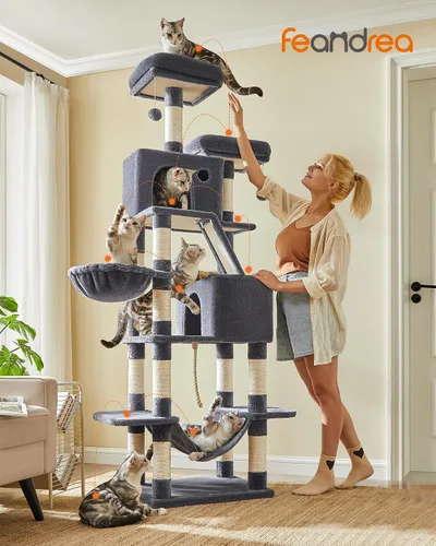 Miniatura 2 de Feandrea Árbol para gatos, torre grande para gatos de 81.1 pulgadas, condominio de felpa de varios niveles con 13 postes rascadores, 2 perchas, 2