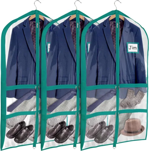 Miniatura 28 de Univivi Bolsas de PVC transparente para disfraz de baile, bolsa de ropa de 35 pulgadas para competiciones de baile, con 3 bolsillos separados