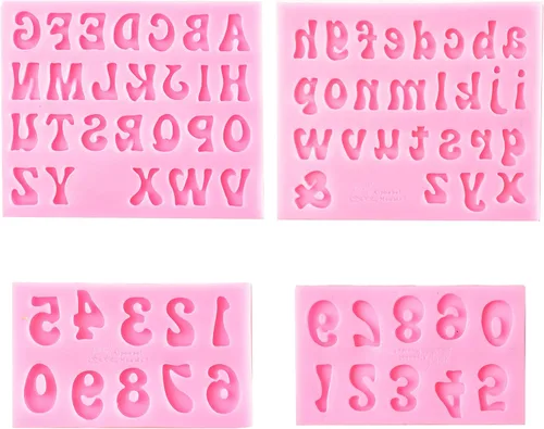 GELIFATLE Moldes de letras y números, moldes de silicona para fondant, moldes de chocolate, números 0-9 y 26 letras de silicona para hornear postres