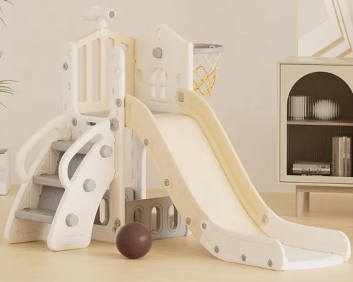 Miniatura 9 de XJD Tobogán 7 en 1 para niños pequeños de 12 a 36 meses, nueva actualización con golf, aro de baloncesto para juegos en interiores y exteriores