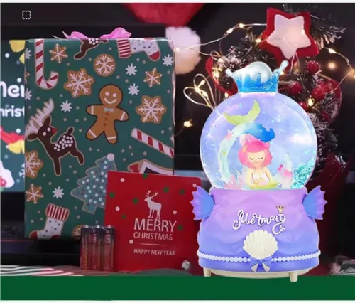 Miniatura 7 de BREIS Globos de nieve, globos de nieve de sirena de 3.937 in, copos de nieve automáticos con luces LED de música, decoración de Navidad, cumpleaños
