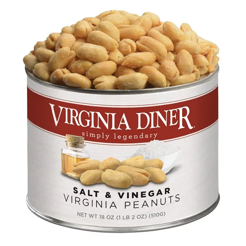 Miniatura 9 de Virginia Diner Cacahuetes de Virginia Sazonados con Sal Marina y Pimienta Tostados al Blister Completamente Naturales, Nueces Gourmet en Lata Salt &