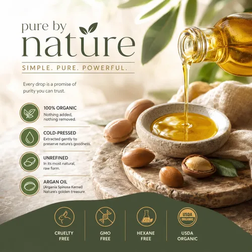 Miniatura 2 de Aceite de argán marroquí 100% puro USDA orgánico prensado en frío sin refinar – Tratamiento hidratante profundo para cabello seco y dañado, rizado