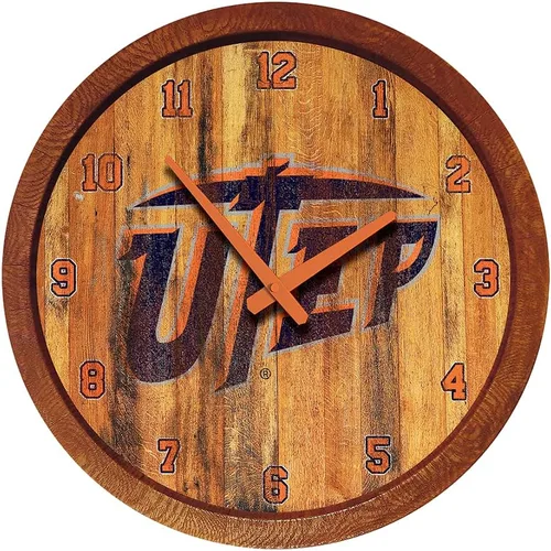 Miniatura 7 de The Fan-Brand NCAA Oklahoma Sooners: Reloj de pared con parte superior de barril de imitación para decoración de bar, decoración de fiesta