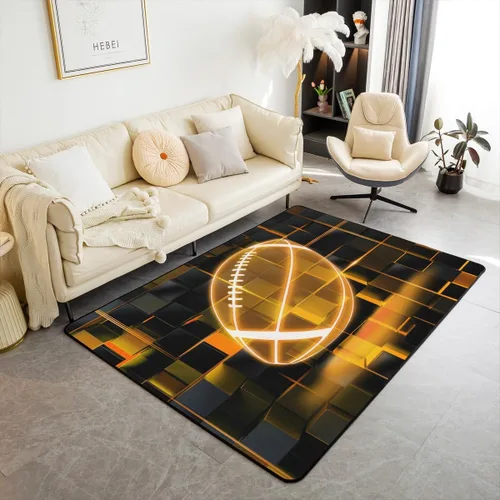 Miniatura 11 de Erosebridal Tapete de fútbol para interiores de 3 x 5 pulgadas, alfombra de fútbol neón para niños, adolescentes, hombres, brillantes, geométricas