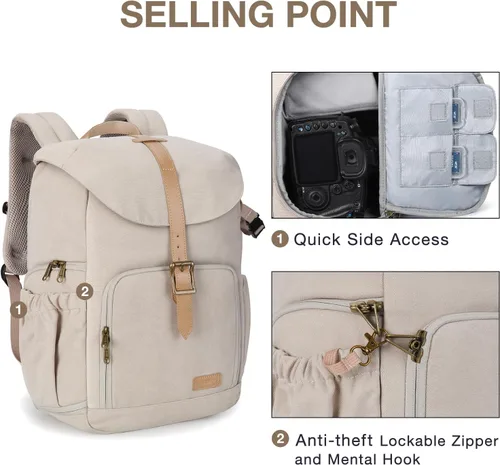 Miniatura 4 de BAGSMART - Mochila para cámara, mochilas de cámara DSLR para fotógrafos, mochila de fotografía impermeable antirrobo con compartimento para portátil