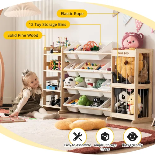 Miniatura 5 de Organizador grande de almacenamiento de juguetes para niños, organizadores de juguetes y almacenamiento con almacenamiento de animales de peluche