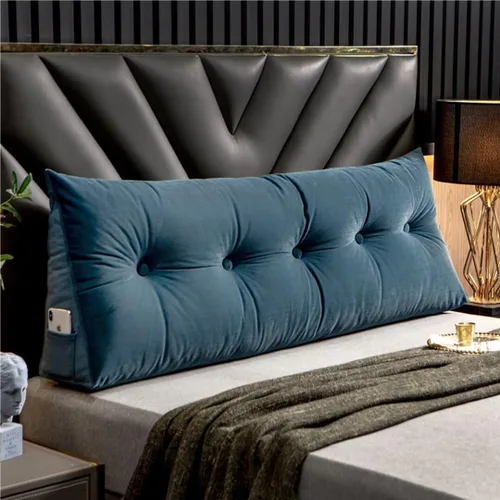Miniatura 10 de Almohada triangular grande para cabecero beige con cuña para cama, almohada de lectura, respaldo de posicionamiento, cojín con funda extraíble