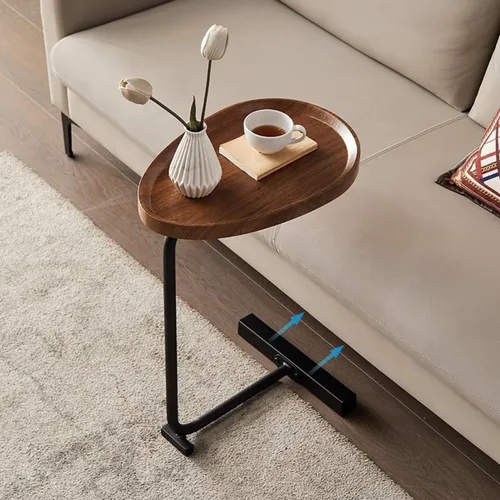 Miniatura 5 de Mesa auxiliar en forma de C, mesa auxiliar pequeña en C para sofá y mesita de noche, mesas auxiliares de sofá que se deslizan debajo, mesa auxiliar
