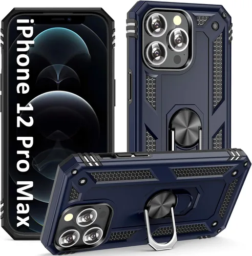 Miniatura 19 de ADDIT i Phone 12 Pro Max - Funda para iPhone 12 Pro Max, con anillo de soporte, soporte ajustable, grado militar, protección resistente, a prueba