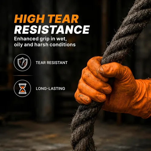 Miniatura 7 de TitanFlex Heavy Duty Orange Industrial Nitrile Gloves with Raised Diamond Texture, Latex Free (6mil/8mil)