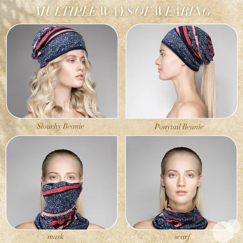 Miniatura 7 de Gorro holgado para mujer, 5 piezas, turbante, elástico, para el cáncer, gorros, bufanda para dormir
