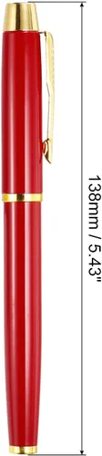 Miniatura 2 de PATIKIL Bolígrafo de tinta negra, bolígrafo de metal de negocios de 0.020 in con caja de regalo, lujo profesional para tomar notas, rojo dorado