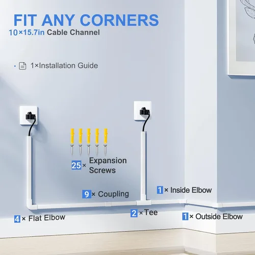 Miniatura 7 de Ocultador de cables, corrector de cables de TV de 157.5 pulgadas, corrector de cable para ocultar cables montados en la pared, cubiertas de alambre