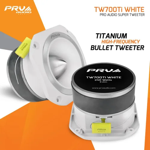 Miniatura 2 de PRV AUDIO TW700Ti - Tweeter de bala de titanio blanco de 4 pulgadas, TW700Ti, 240 vatios, súper tweeter de 8 ohmios, condensador incorporado Pro