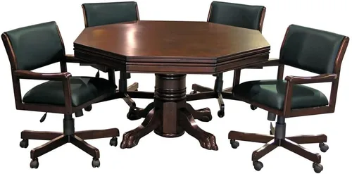Miniatura 3 de Juego combinado 3 en 1 y mesa de comedor con 4 sillas giratorias (castaño)