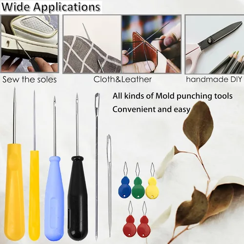 Miniatura 7 de Kit de 11 agujas de vela, moldes de herramienta de inserción de mecha, aguja perforadora con ojo de gancho, aguja de absorción de velas de ojo