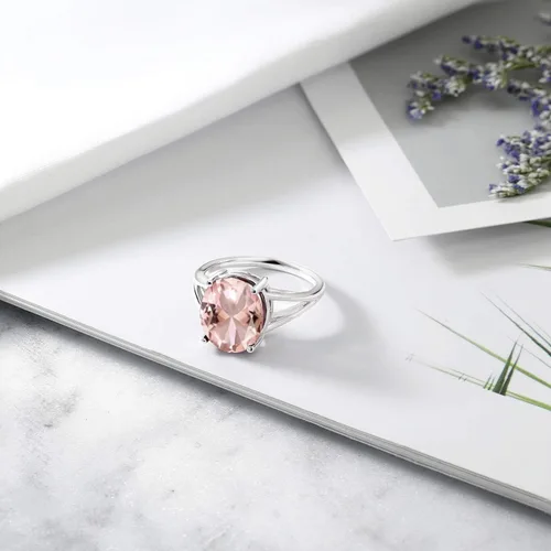 Miniatura 116 de Gem Stone King Anillo solitario con piedra preciosa de 3.00-7.00 quilates Plata de ley 925 Ovalado de 0.47 x 0.49 pulgadas Anillo