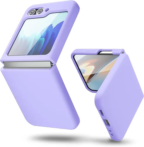 Miniatura 22 de oakxco Funda para teléfono Samsung Galaxy Z Flip 4, agarre de silicona líquida, bonita fina delgada cubierta de gel TPU de goma suave lisa