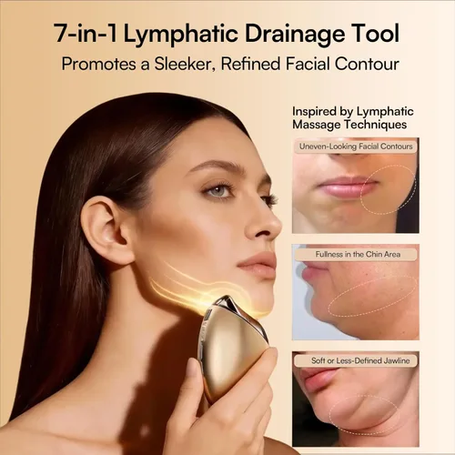 Miniatura 3 de INIA Terapia de luz roja 7 en 1 para cara y cuello Gua Sha Masajeador Facial Dispositivo con Modo Térmico y Cryo para Hinchazón y Reafirmación