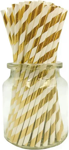 Miniatura 8 de Pajitas biodegradables de papel a rayas rojas de 7.75 pulgadas, caja de 100 popotes ecológicos de Navidad rojos y blancos perfectos para beber