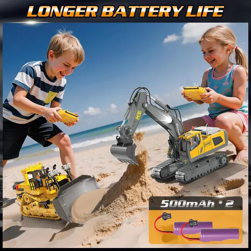 Miniatura 5 de Bulldozer de Juguete RC para Niños, Vehículos de Construcción de Bulldozer de Control Remoto, Tractor Tipo Oruga Dozer de 9 Canales 2.4Ghz
