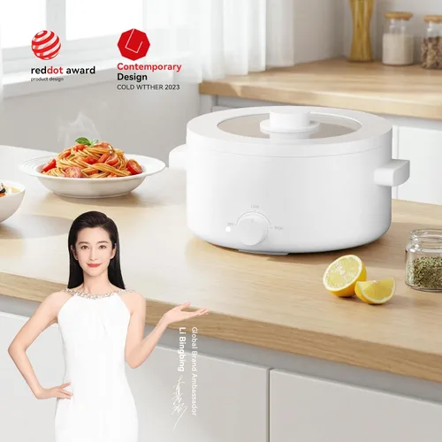 Miniatura 8 de Olla Caliente Eléctrica, Olla Eléctrica Portátil de 3L con Revestimiento Antiadherente de Cerámica, Cocina Romen Multifuncional de Doble Potencia